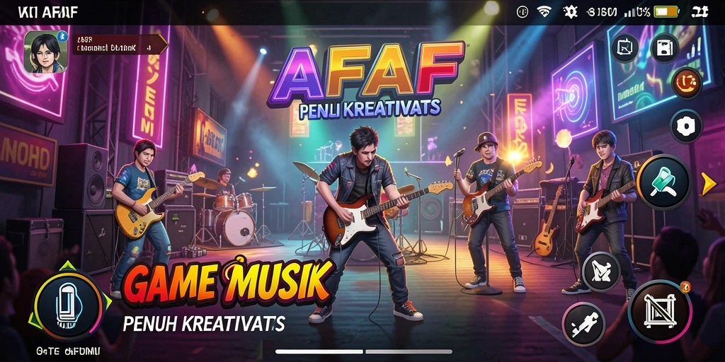 Screenshot AFAF memperlihatkan gameplay interaktif musik yang menarik.