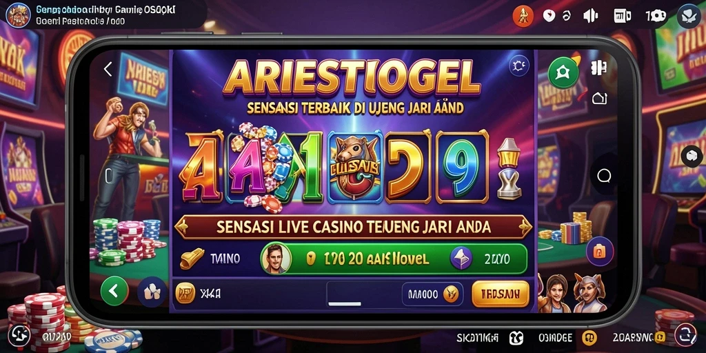 Tampilan gameplay ARIESTOGEL dengan dealer langsung yang profesional.