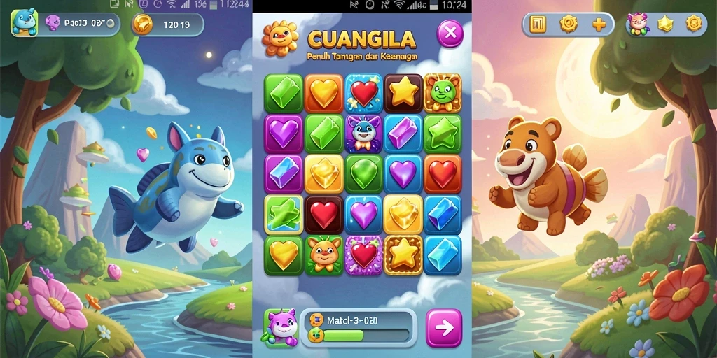 Screenshot gameplay CUANGILA yang menggambarkan keseruan mencocokkan item.