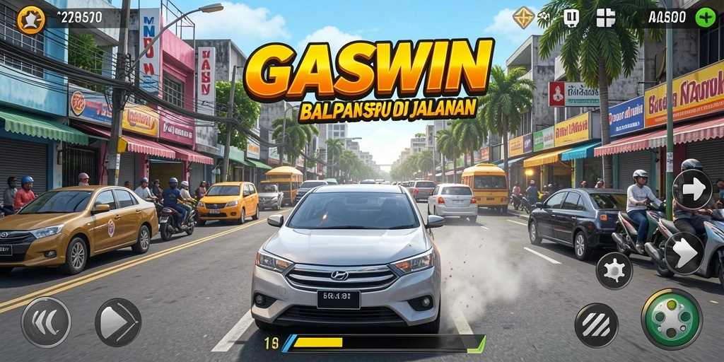 Tampilan gameplay GASWIN yang seru saat balapan.