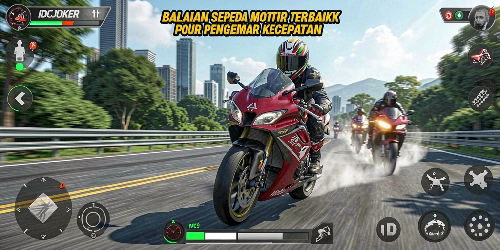 Gameplay IDCJOKER yang mendebarkan dan penuh aksi balapan motor.