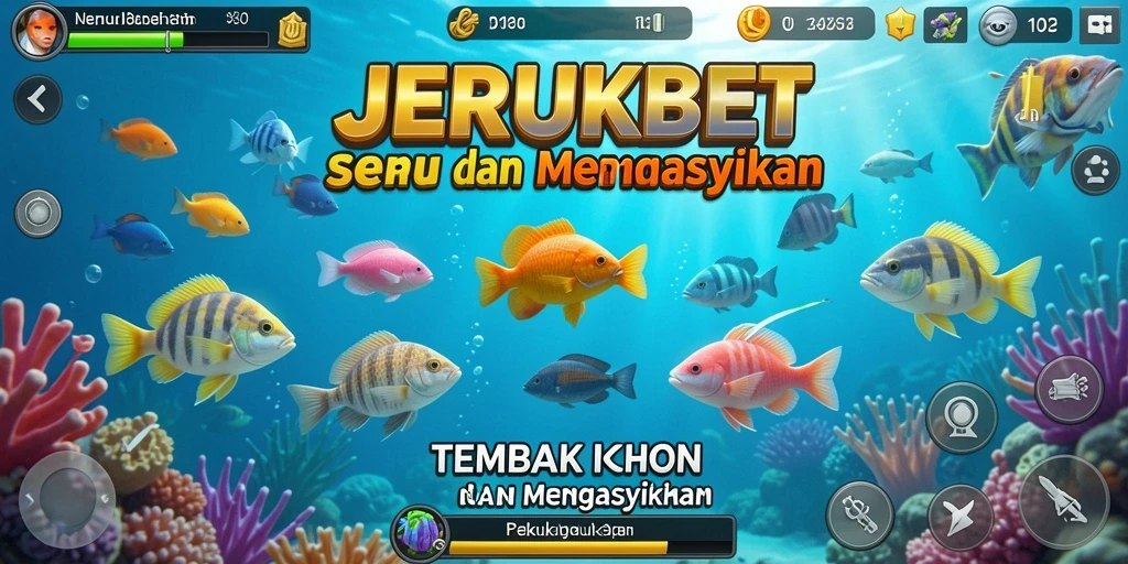 Tampilan gameplay Tembak Ikan yang mencolok dan mengasyikkan.
