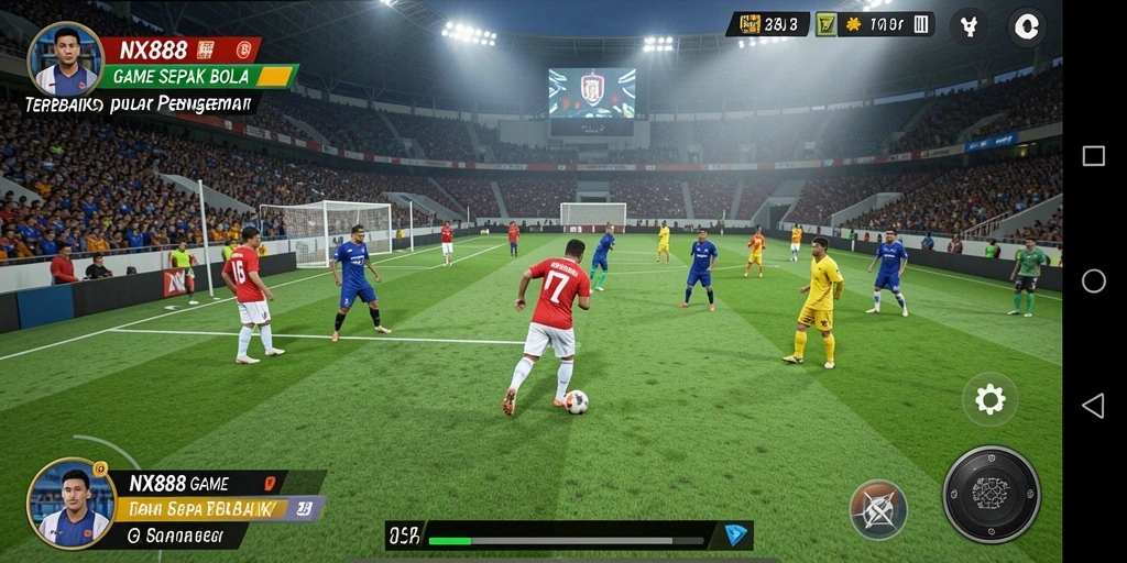Tampilan gameplay NX888 yang menampilkan aksi sepak bola menarik.