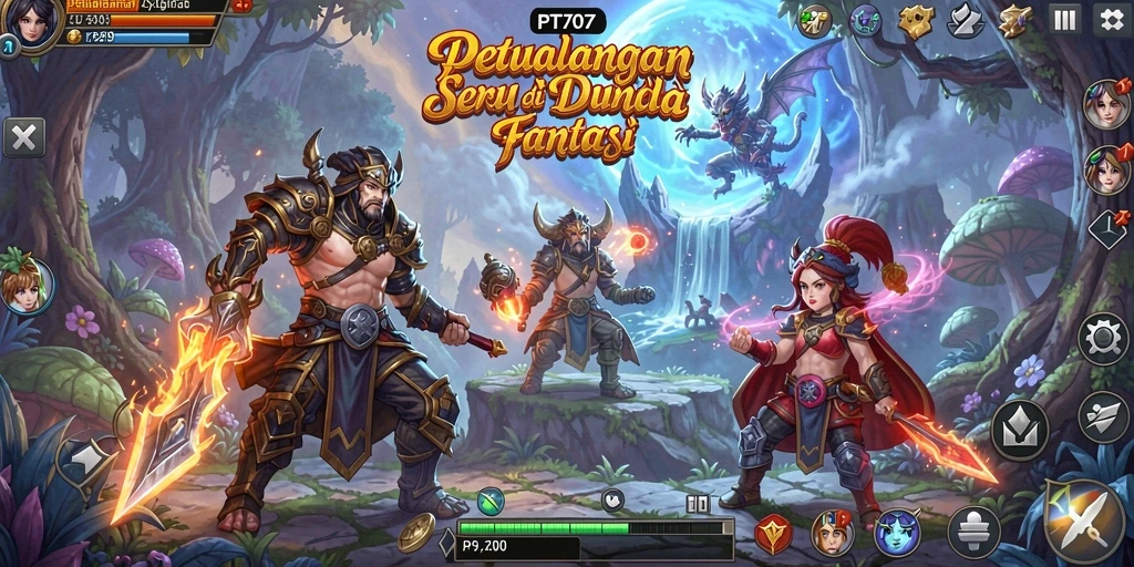 Tampilan gameplay PT707 yang menakjubkan dan penuh warna.
