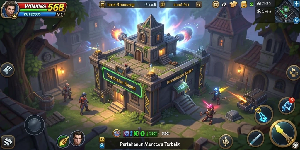 Tampilan mendebarkan dari gameplay Tower Defense WINNING568 dengan menara yang strategis.